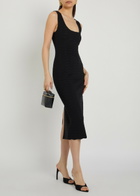 Emporio Armani Textured-knit Midi Dress Black