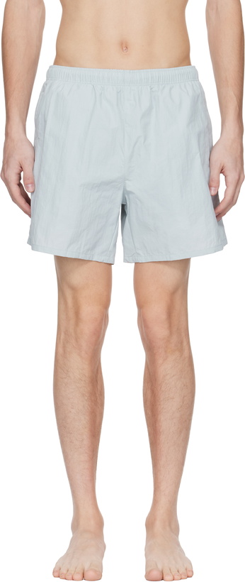 Photo: OUR LEGACY Blue Drape Tech Swim Shorts