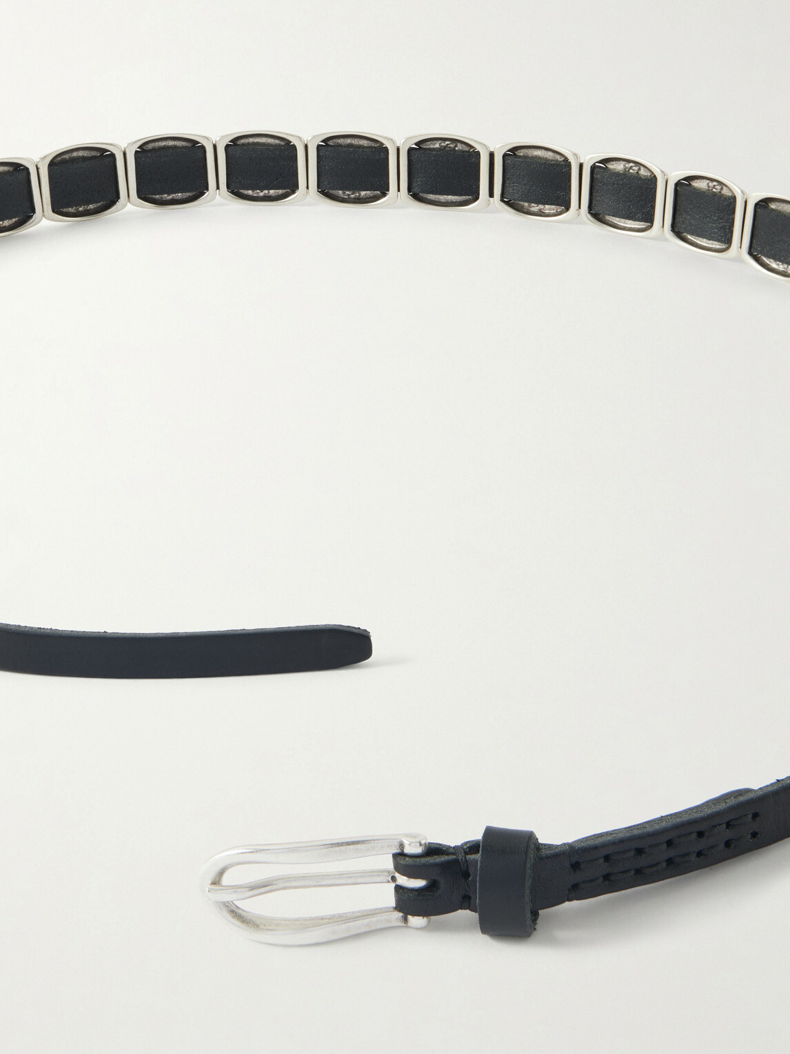 Our Legacy - Billow 1cm Silver-Tone and Leather Belt - Black