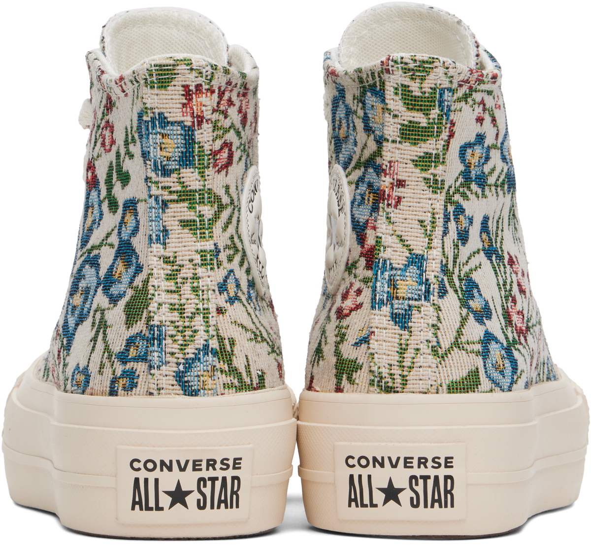 Converse White Chuck Taylor All Star Lift Platform Floral Tapestry High Top Sneakers Converse