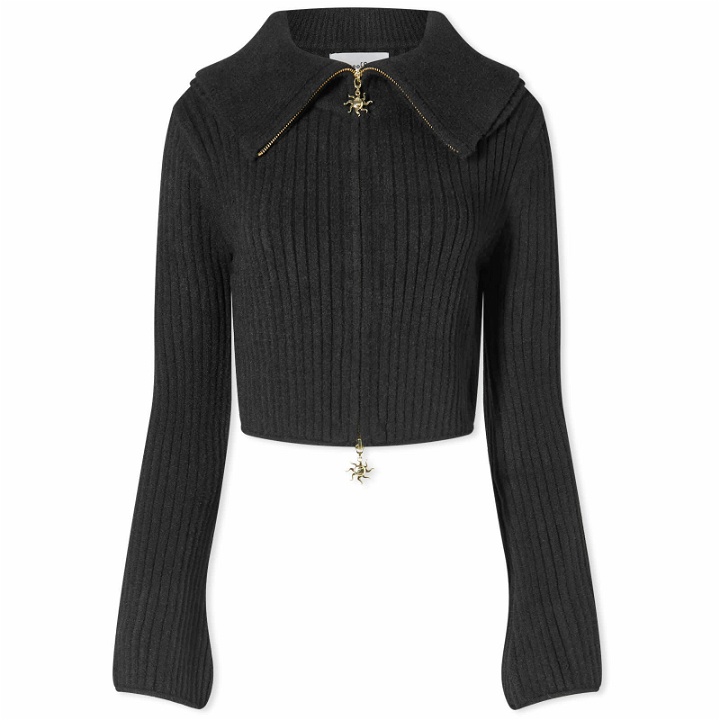 Photo: House Of Sunny Women's Peggy Double Collar Cropped Cardigan in Onyx