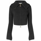 House Of Sunny Women's Peggy Double Collar Cropped Cardigan in Onyx