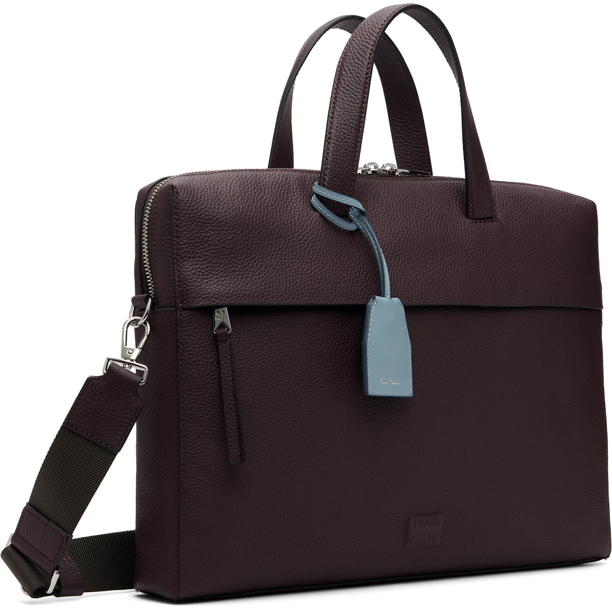 Paul Smith Burgundy Leather Double-Zip Folio Briefcase