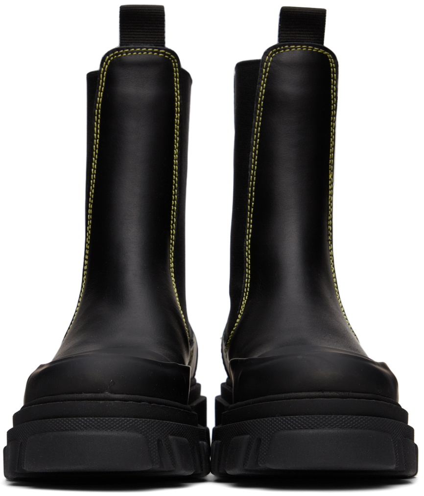 【Ganni】Cleat Mid Chelsea Boots Black Black Cleated Mid Chelsea Boots by GANNI on Sale