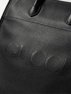 GUCCI - Logo-Embossed Full-Grain Leather Tote Bag