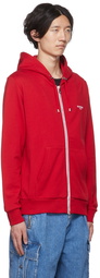 Balmain Red Flocked Hoodie