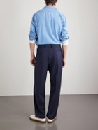 Boglioli - Straight-Leg Pleated Wool-Blend Trousers - Blue
