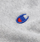 Champion - Logo-Embroidered Fleece-Back Cotton-Blend Jersey Sweatshirt - Gray