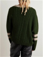 Enfants Riches Déprimés - Asymmetric Striped Brushed-Cashmere Sweater - Green