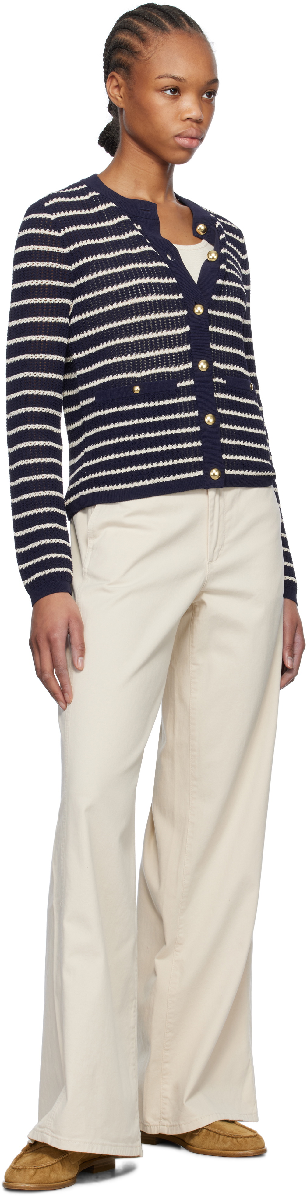 rag & bone Navy Viola Stripe Cardigan