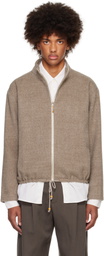 Small Talk Studio Taupe Full Zip Wool Fleece Jacket