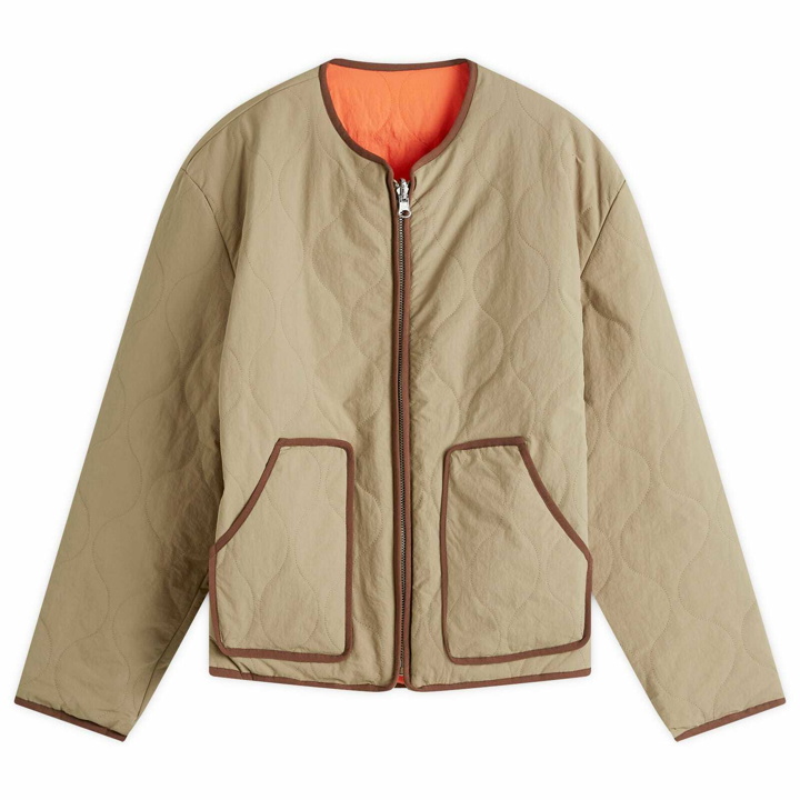 Photo: Checks Downtown Men's Reversible Liner Jacket in Olive/Orange