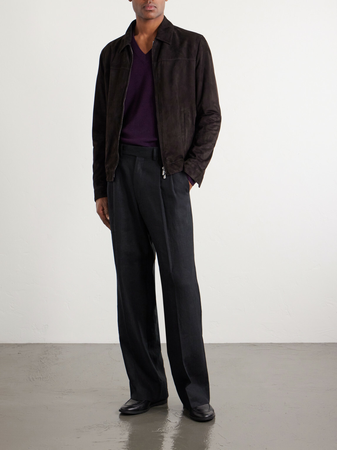 Thom Sweeney - Suede Bomber Jacket - Brown