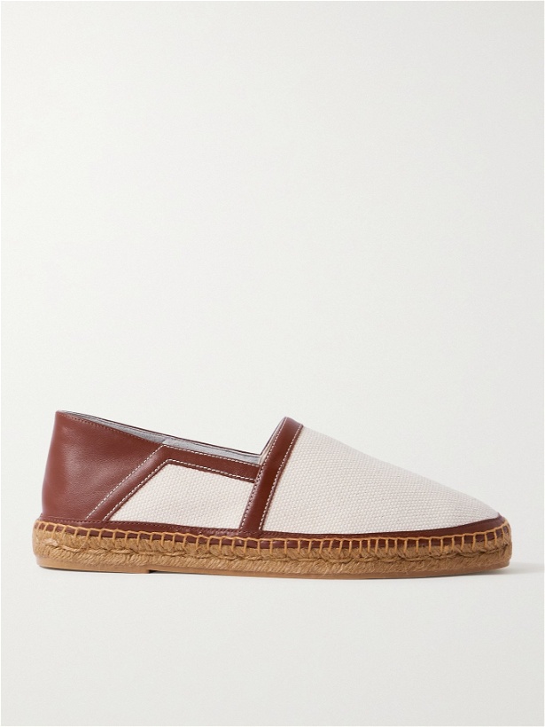 Photo: TOM FORD - Barnes Collapsible-Heel Leather-Trimmed Canvas Espadrilles - White