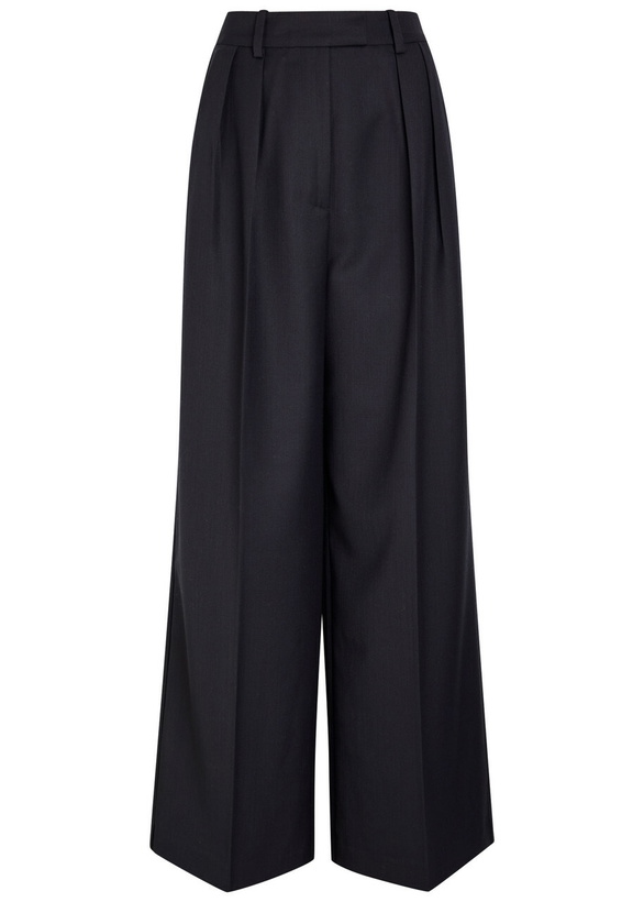 Photo: Anine Bing Lou Wide-leg Woven Trousers Navy