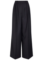 Anine Bing Lou Wide-leg Woven Trousers Navy