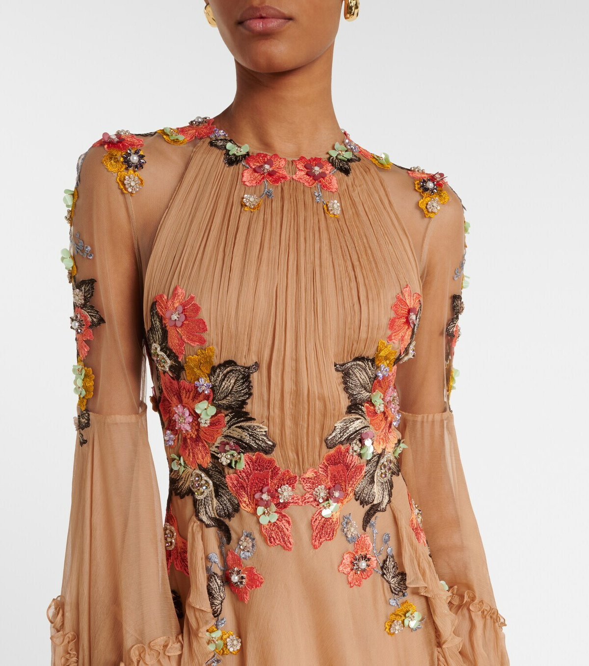 Costarellos Zilara embellished silk georgette gown
