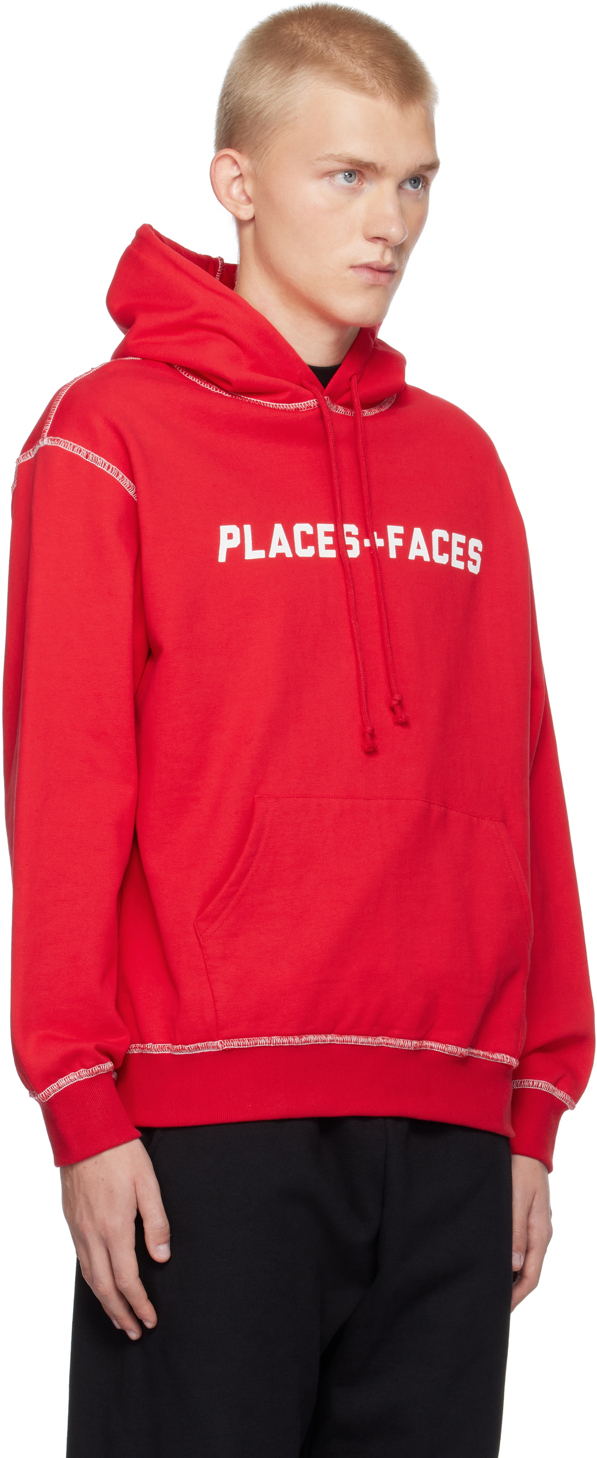 PLACES+FACES Red Contrast Stitch Hoodie