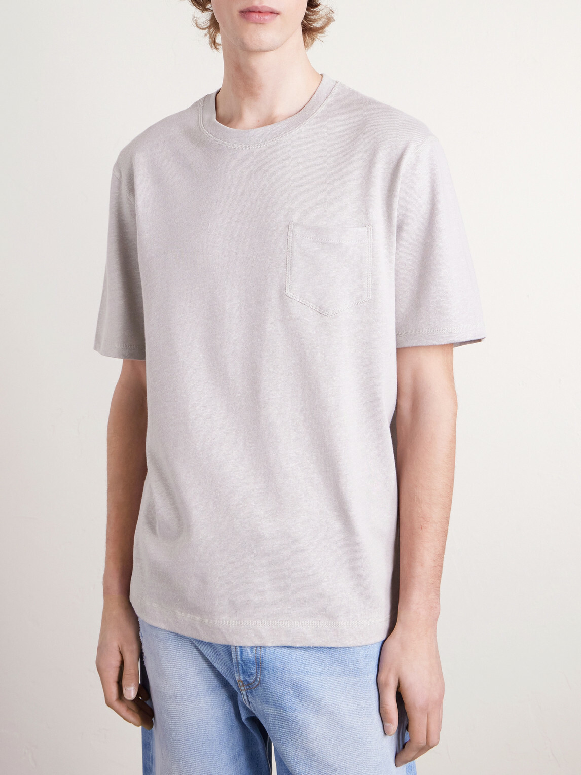 Mr P. - Linen and Organic Cotton-Blend T-Shirt - Gray