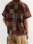 BEAMS PLUS - Printed Convertible-Collar Seersucker Shirt - Brown