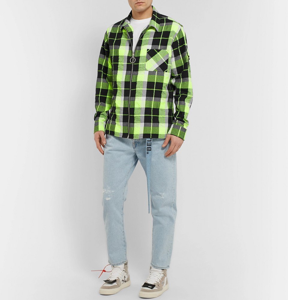 Off-White - Printed Checked Twill Zip-Up Shirt Jacket - Men