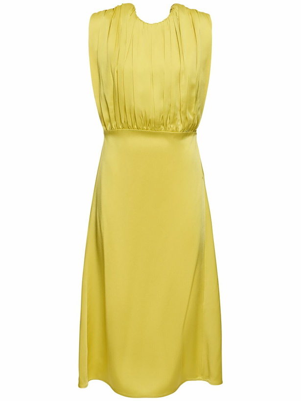 Photo: JIL SANDER - Sleeveless Gathered Satin Midi Dress