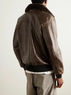 Golden Bear - The Carter Shearling-Trimmed Leather Bomber Jacket - Brown