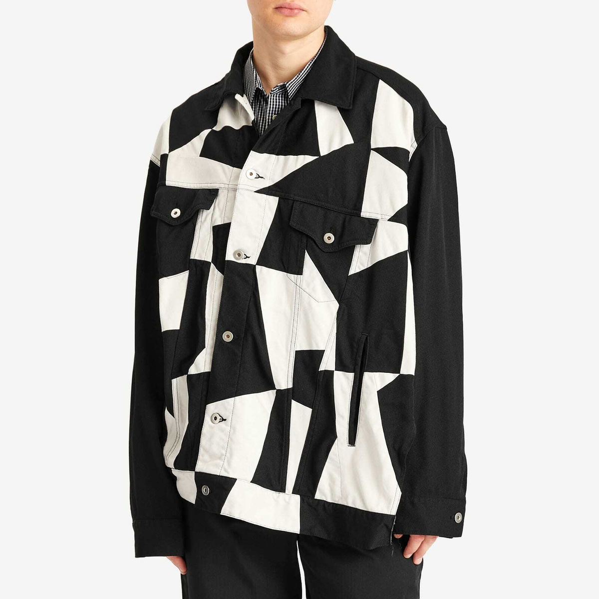 Comme des Garçons Men's Patchwork Twill Jacket in Black