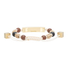 Dolce and Gabbana Off-White and Gold Beaded Logo Bracelet