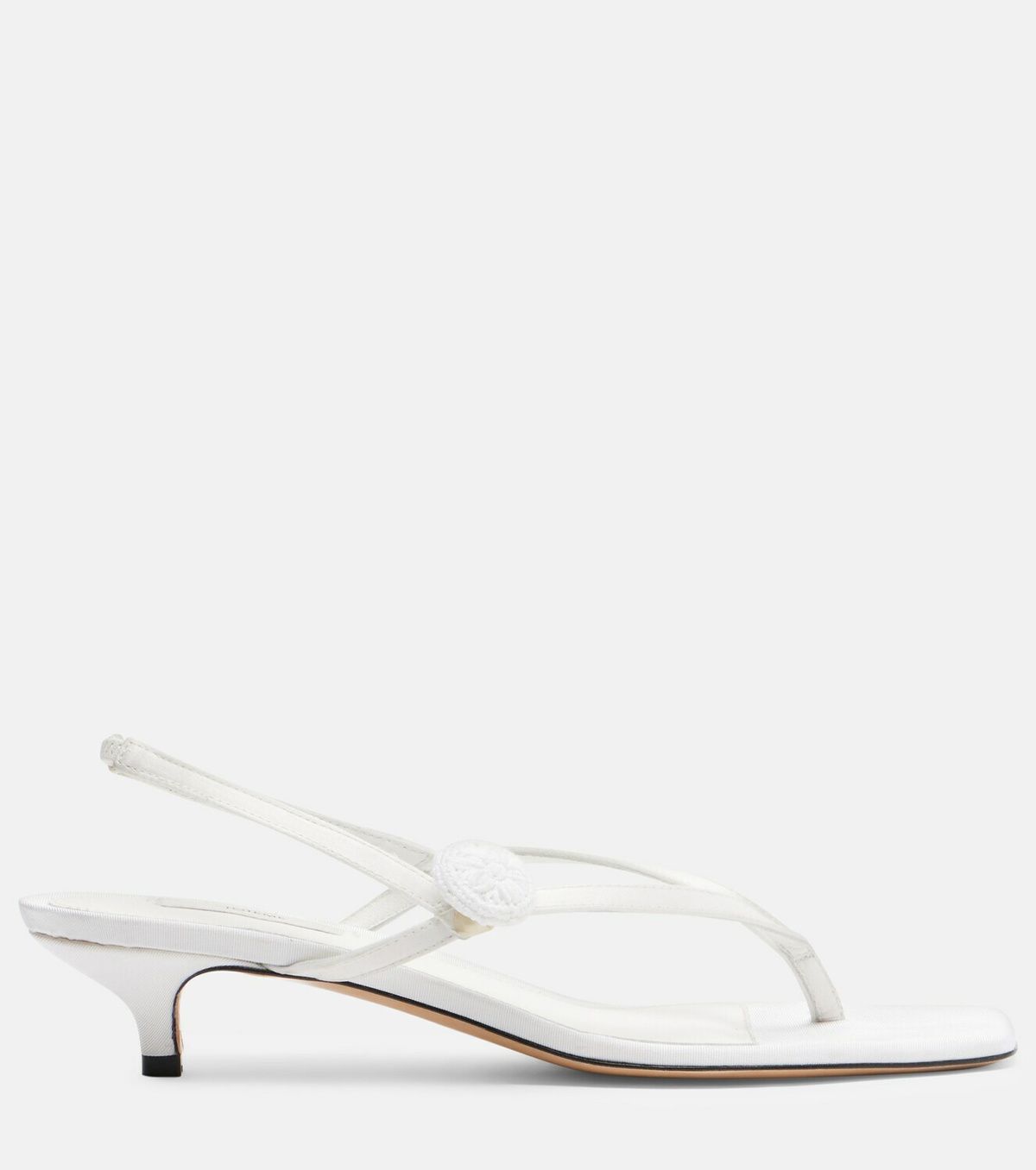 Toteme Floral-appliqué satin slingback sandals