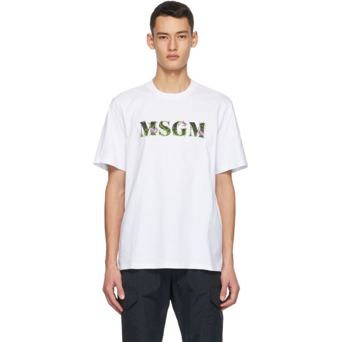 Photo: MSGM White Carnivore Plant Logo T-Shirt