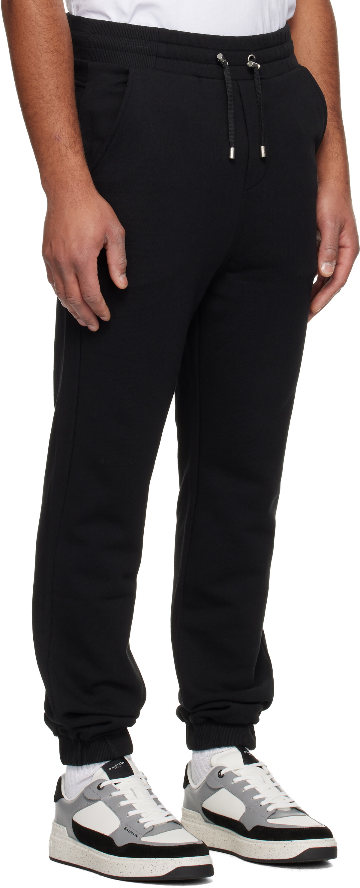 Balmain Black Small 'Balmain' Stamp Sweatpants