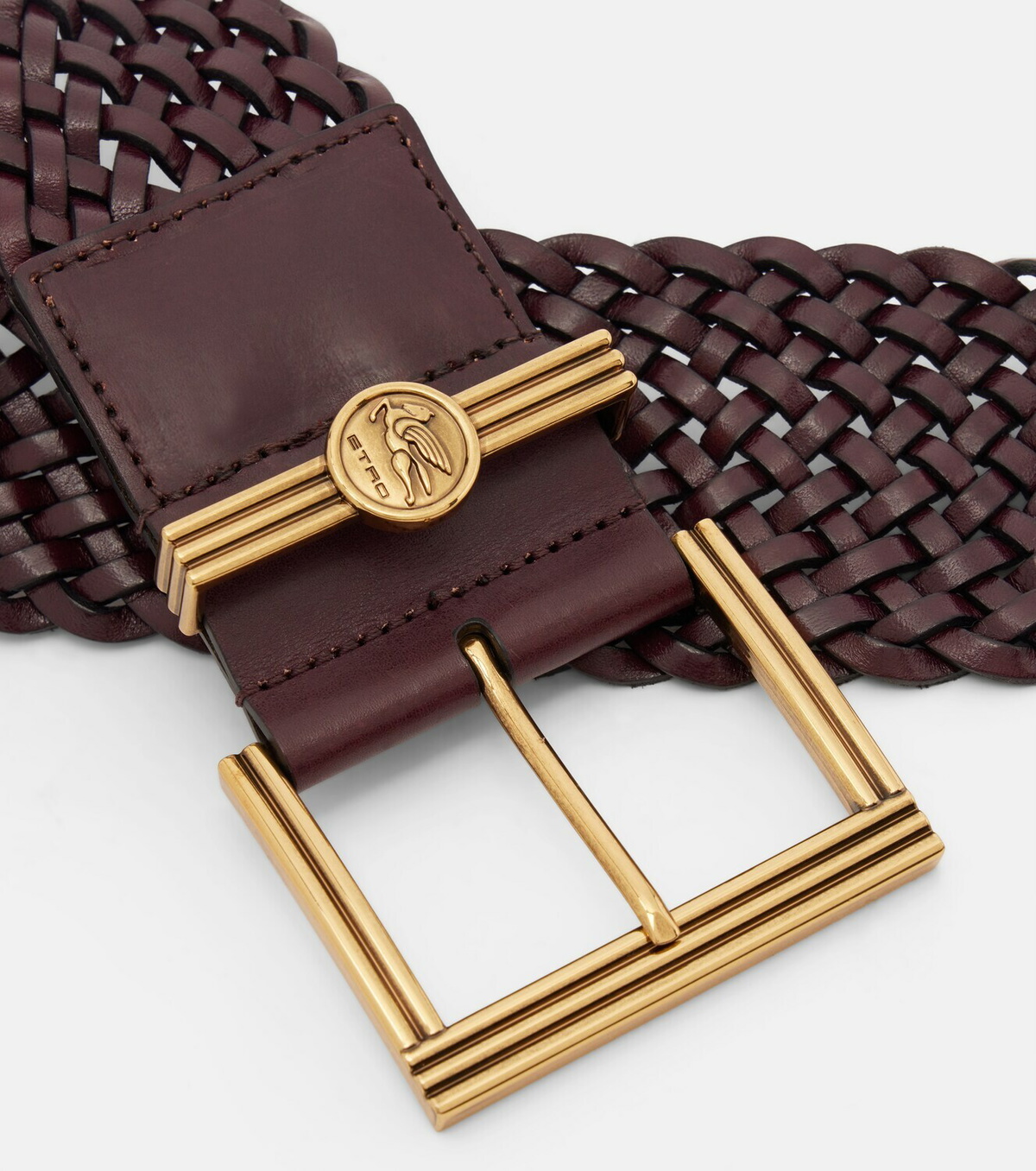 Etro Pegaso woven leather belt
