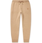 BURBERRY - Tapered Logo-Embroidered Cashmere-Blend Sweatpants - Neutrals