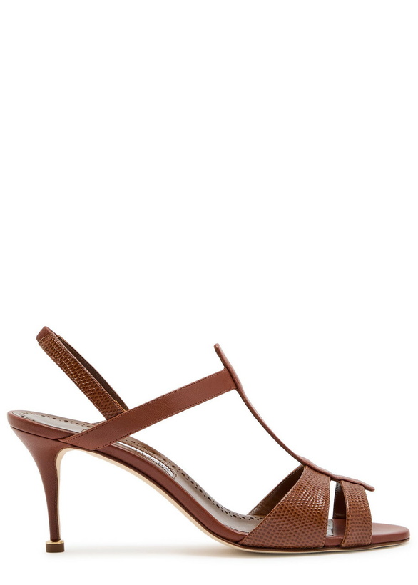 Photo: Manolo Blahnik Retauxlo 70 Lizard-effect Leather Slingback Pumps