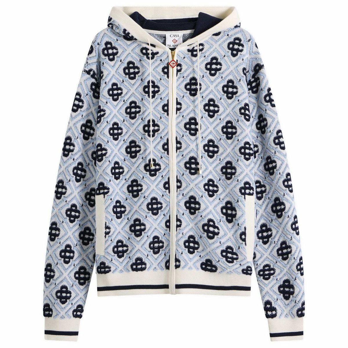 Casablanca Men's Monogram Zip Up Hoodie in Navy