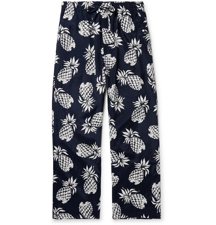 Photo: Needles - Printed Woven Drawstring Trousers - Midnight blue