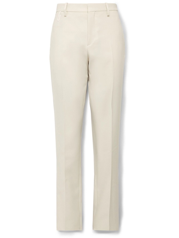 Photo: Off-White - Straight-Leg Embellished Pleated Twill Suit Trousers - Neutrals