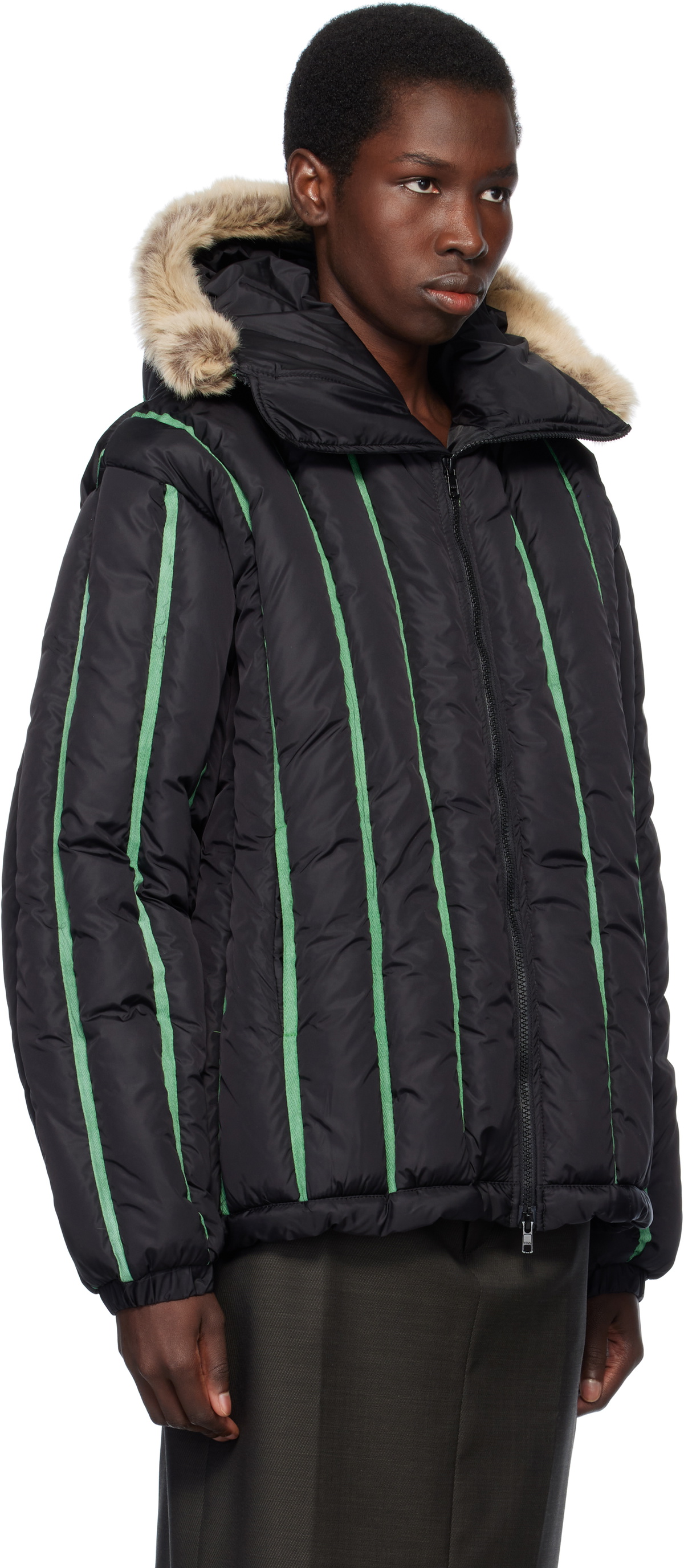 Stanley Raffington Black Quilted Puffer Bomber Jacket