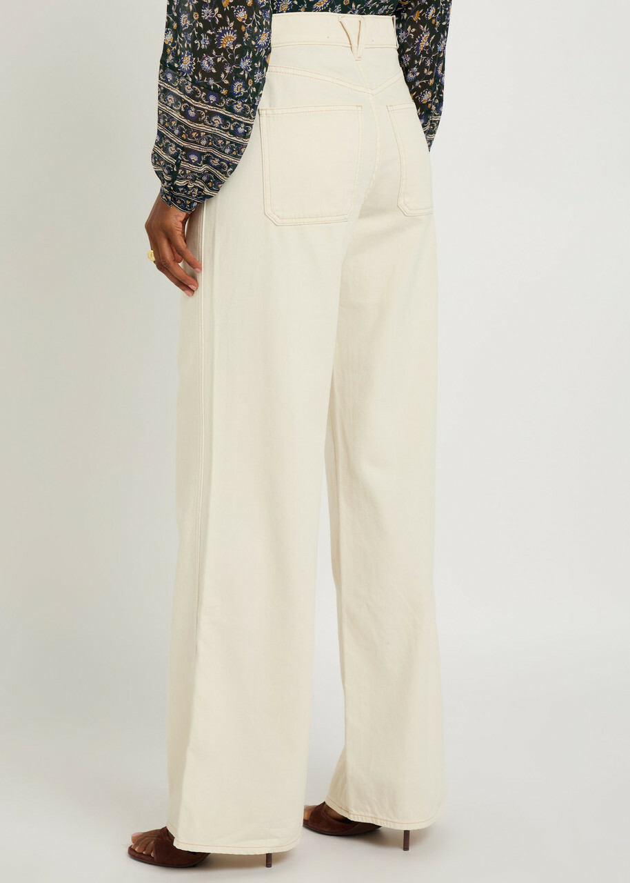 Veronica Beard Kasey Wide-leg Jeans Ecru