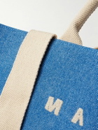 Marni - Logo-Embroidered Webbing-Trimmed Stonewashed Denim Tote Bag