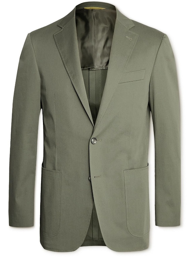 Photo: Canali - Kei Slim-Fit Cotton-Blend Twill Suit Jacket - Green