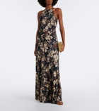 Simkhai Cerin gathered floral halterneck maxi dress