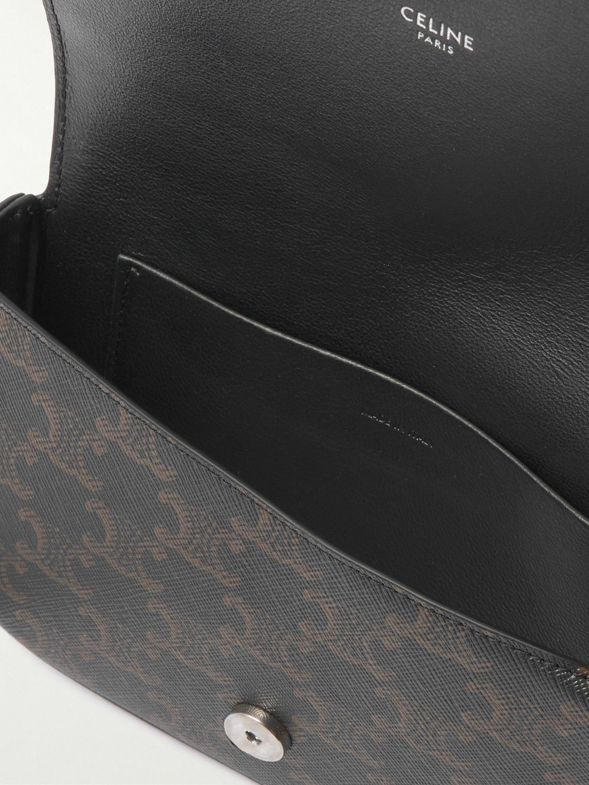 CELINE - Triomphe Leather-Trimmed Logo-Print Coated-Canvas Messenger Bag