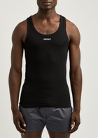 Versace Logo-embroidered Stretch-cotton Vest Black