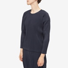Homme Plissé Issey Miyake Men's Long Sleeve Pleated T-Shirt in Navy