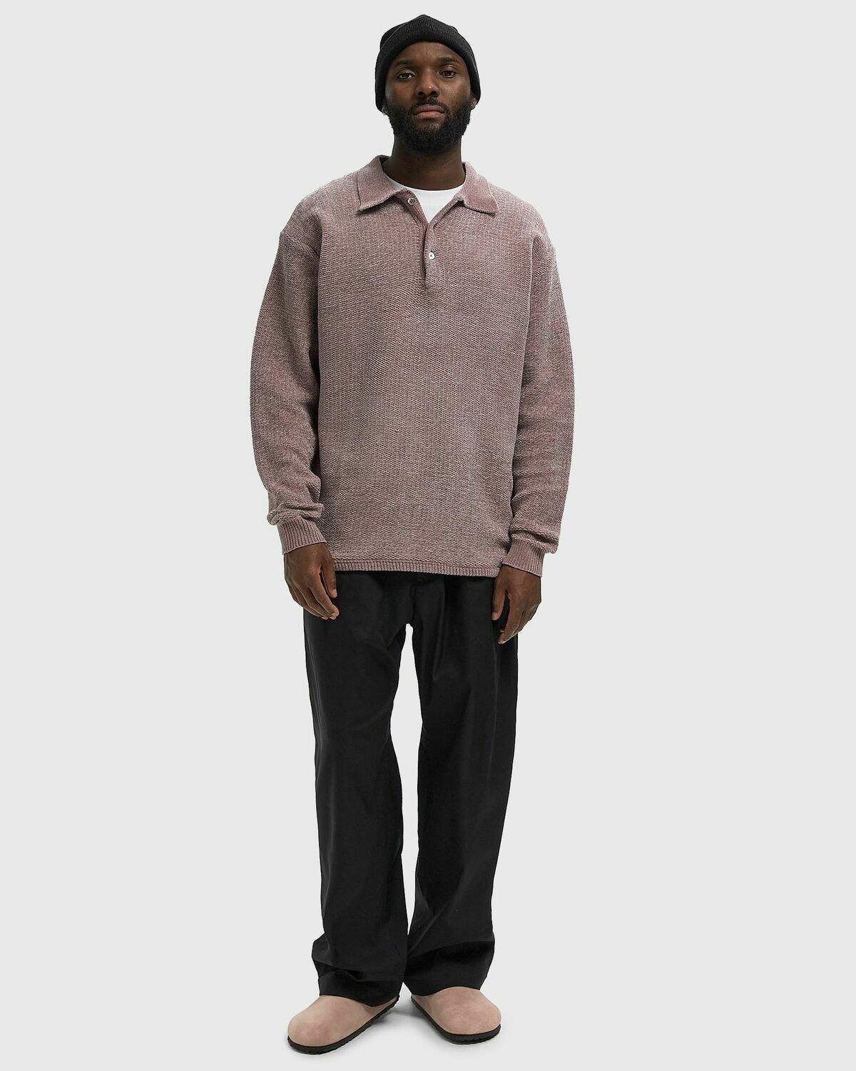Thisisneverthat Velvet Knit Polo pink Men