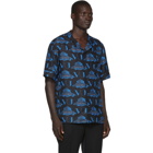 Valentino Black and Blue Undercover Edition Silk UFO Logo Shirt