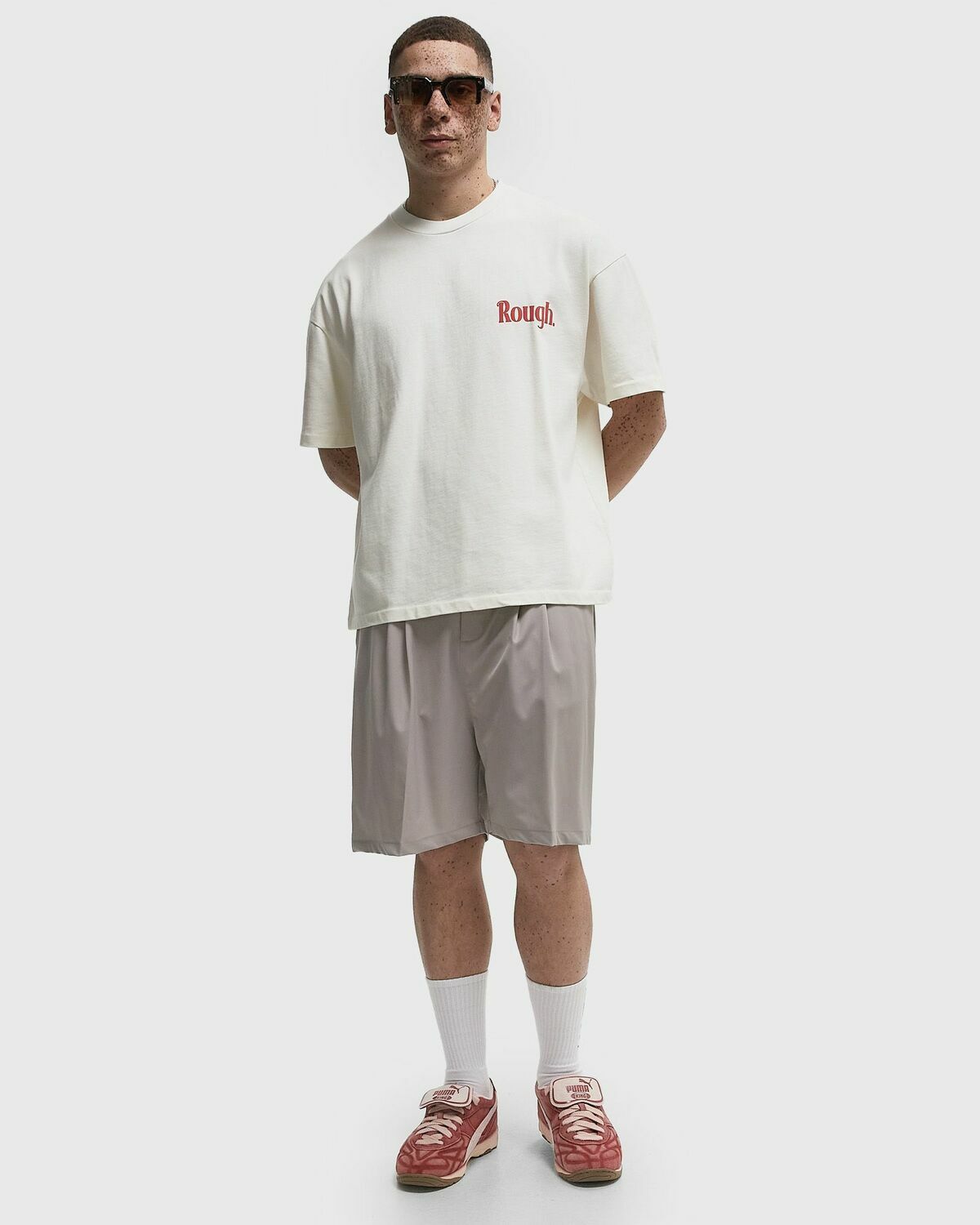 Rough. MONO TEE Beige Mens Shortsleefe