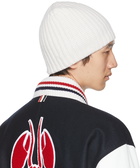 Thom Browne White 4-Bar Beanie